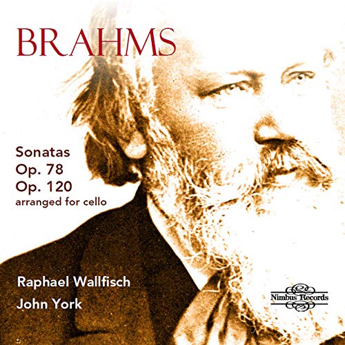 CD cover featuring sepia-toned portrait of Brahms with red title and artist names.