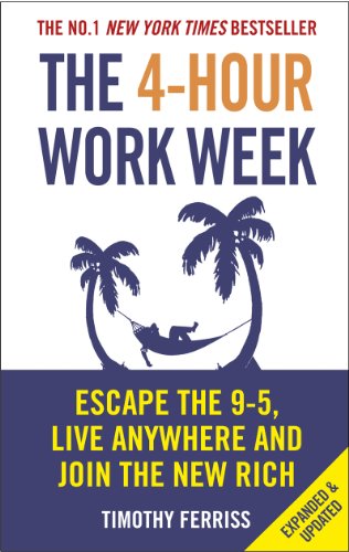 Book cover of "The 4-Hour Work Week" by Timothy Ferriss, featuring a person in a hammock.