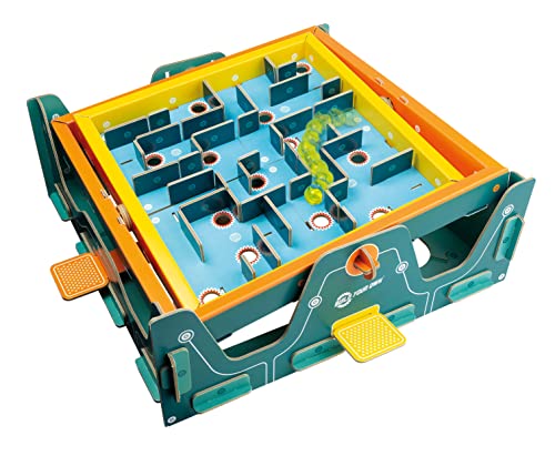 Build Your Own Moving Marble Labyrinth - Classic Retro Toy - 148 Pieces inc. 5 Glass Marbles - Fun Gift for Kids, Girls & Boys & Families Age 8+ - Eco Friendly Cardboard Slot Together Kit