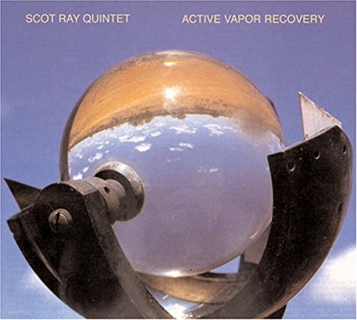 "CD cover featuring a glass globe on a metal stand against a blue sky."
