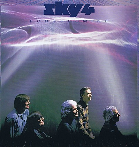 "Album cover with 'Sky' and 'Forthcoming' text, featuring five men against a purple background."
