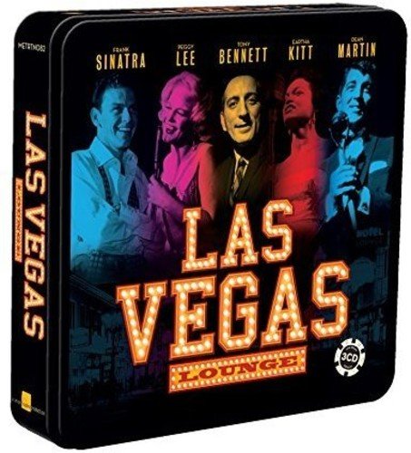 "CD cover featuring portraits of five entertainers with marquee-style 'Las Vegas Lounge' text."
