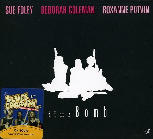 "CD cover with three silhouetted figures on a black background, titled 'timeBomb'."
