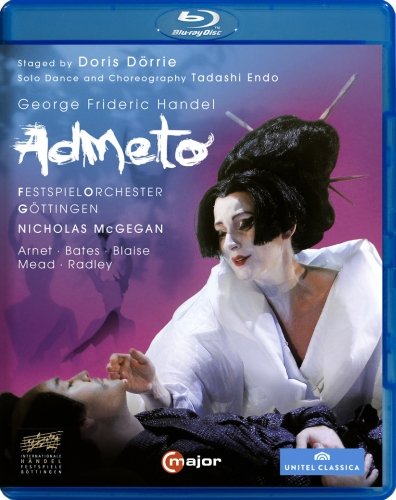Blu-ray case cover for "Handel Admeto" featuring a man holding a limp woman.