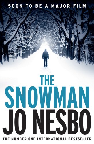 Book cover of "The Snowman" by Jo Nesbo, featuring a figure on a frozen lake.