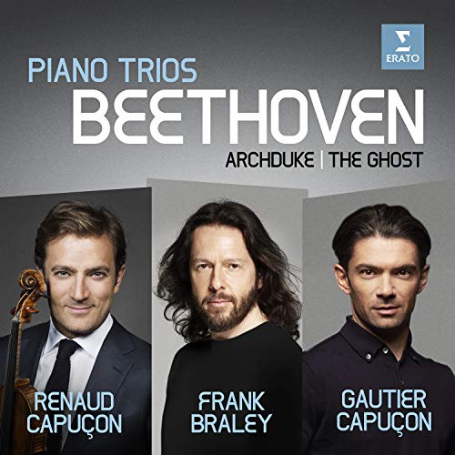 CD cover featuring three men, with "Beethoven" and "Piano Trios" text.