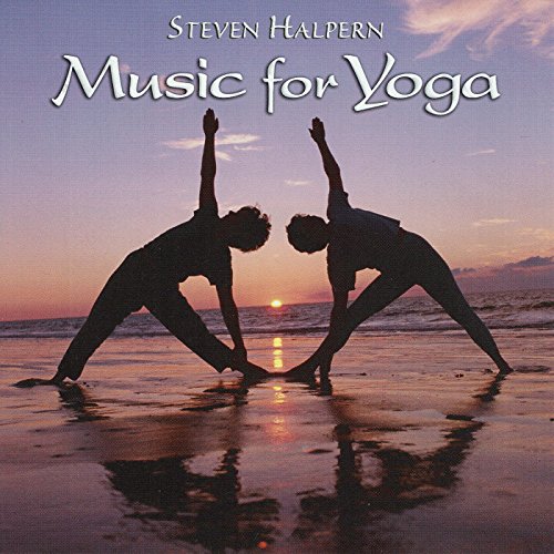 "CD cover featuring silhouetted people in yoga poses on a beach at sunset."