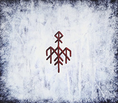 "Album cover with red symbol on a white and gray background, black banner at top."