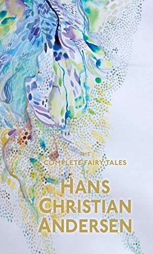 "Book cover with portrait of Hans Christian Andersen and decorative floral background."