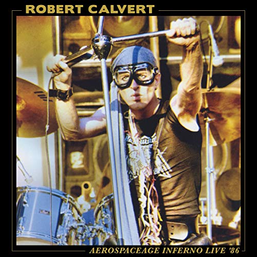 "Album cover featuring a man playing drums, wearing goggles and a beanie."