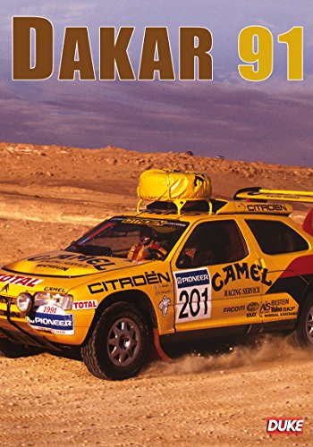 DVD cover of "Dakar Rally 1991" featuring a yellow rally car in a desert terrain.