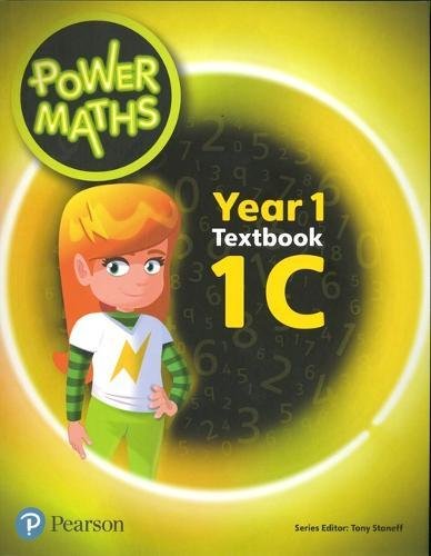 "Maths textbook cover featuring a cartoon girl, yellow background, and 'Power Maths' logo."