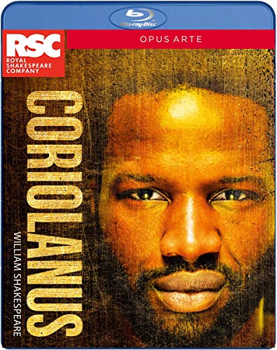 Blu-ray case with a man's face and "Coriolanus" title on the cover.