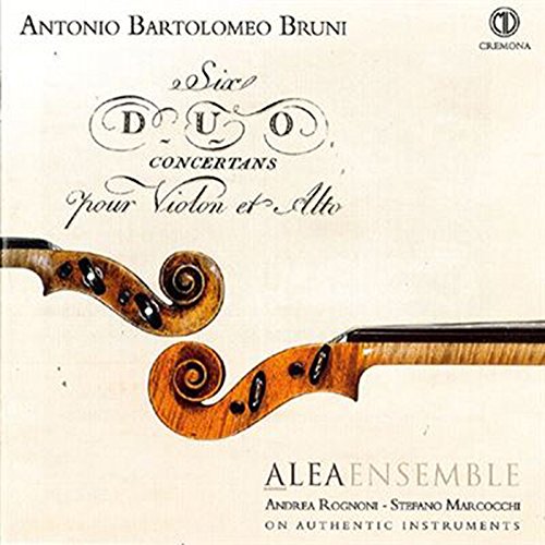 A CD cover with two violin scrolls and elegant, black, cursive text on a beige background.