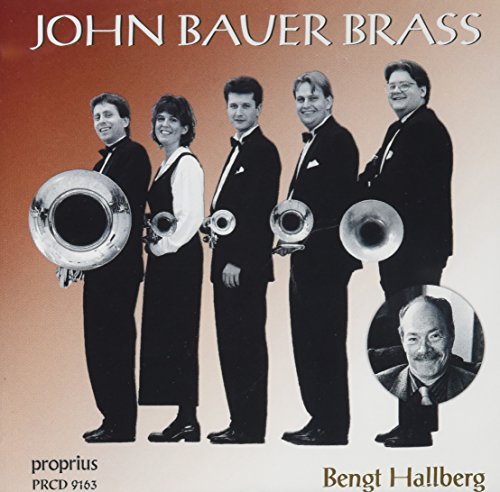 "CD cover featuring five musicians in black attire holding brass instruments."