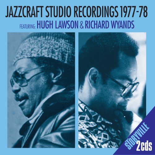"Blue album cover with monochrome portraits of two men, titled 'Jazzcraft Studio Recordings'."