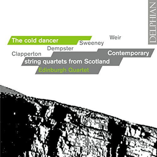 "CD cover with white background, grey and green text, and abstract black design."