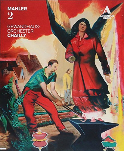 "Album cover with a man working by a furnace and an angel beside him."