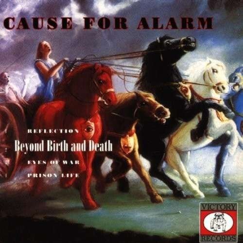 "Album cover art featuring a chariot pulled by three horses, with 'Cause for Alarm' text."