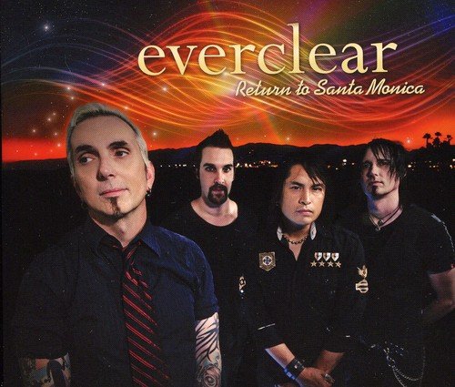 "CD cover featuring the band Everclear with a red sunset background."