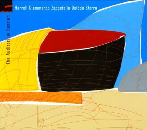 "Album cover with abstract shapes and text 'Tom Harrell - The Auditorium Session'."