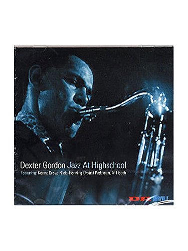 Dexter Gordon playing saxophone on a dark album cover with text and logo.