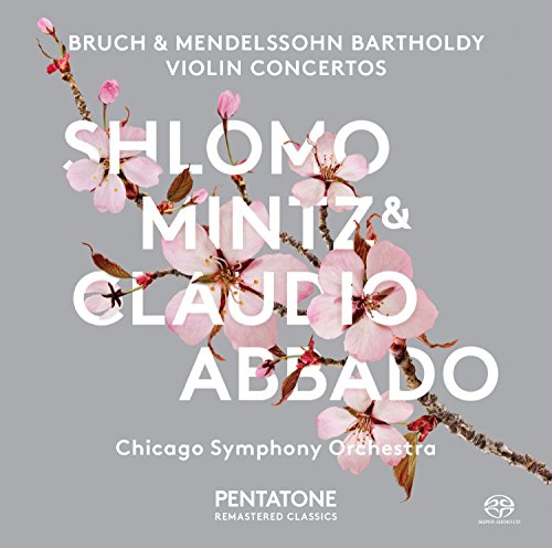 "CD cover with cherry blossoms on a gray background, featuring white text."