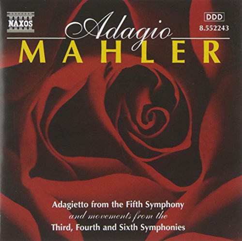 "Red rose on a dark background with 'Adagio Mahler' text on a CD cover."