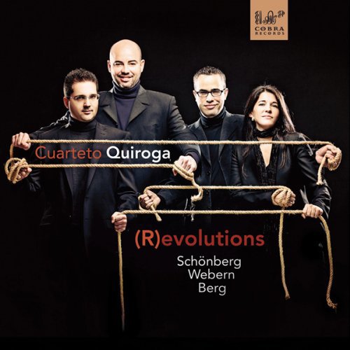 "Album cover featuring four musicians holding ropes against a black background."