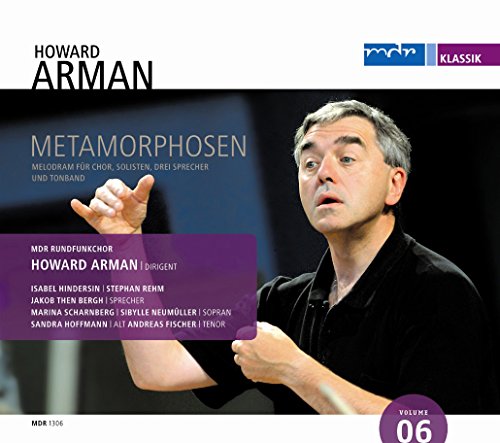 "CD cover with a man gesturing against a black background, white and purple accents."