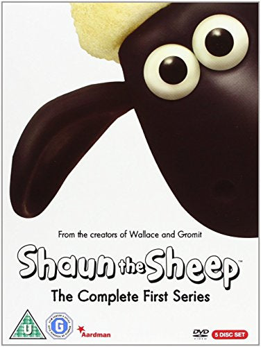 "Shaun the Sheep DVD cover featuring a cartoon sheep's face on a white background."