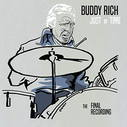 "Album cover featuring an illustration of a man playing drums."