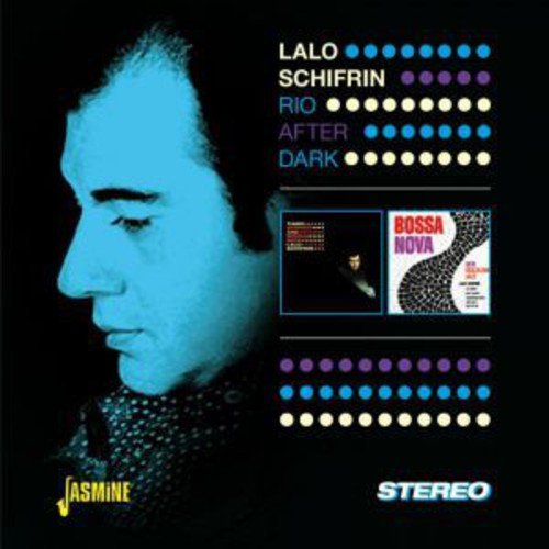 "Lalo Schifrin's 'Rio After Dark' CD cover featuring a blue-tinted portrait against a black background."