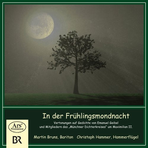 "CD cover with a tree under a full moon and green border."
