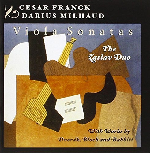 "CD cover art featuring abstract shapes and a viola on an orange background."