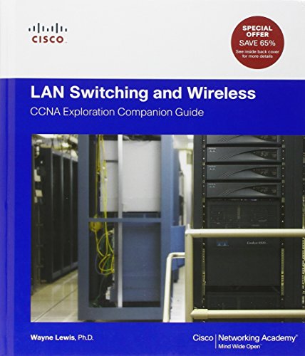 "Book cover with blue background, server racks, and 'LAN Switching and Wireless' title."