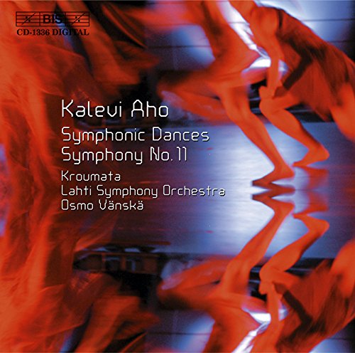 A CD cover with abstract red and blue design, featuring white text and an Amazon logo.
