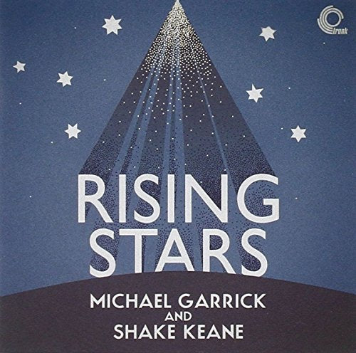 "Album cover with 'Rising Stars' title, blue background, and stylized star design."