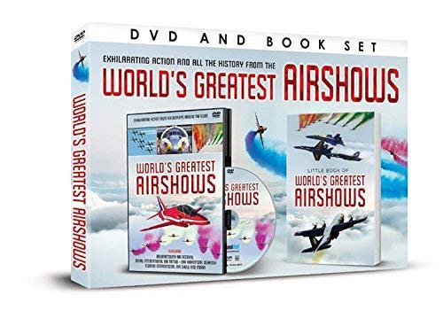 "DVD and book set box with 'World's Greatest Airshows' title and aircraft images on a cloudy background."