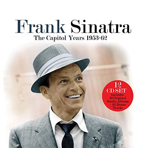 "CD cover featuring Frank Sinatra in a grey suit and hat, smiling."