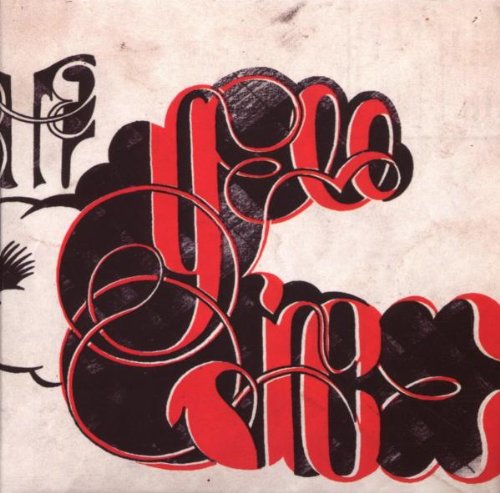 Album cover with stylized red and black text on a beige background.
