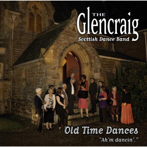 "CD cover featuring a group of people outside a stone church at night."