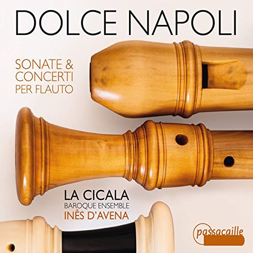 The image shows a CD cover featuring three wooden flutes on a beige background.