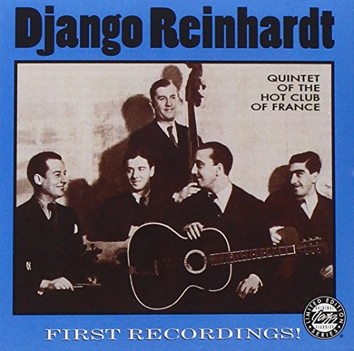 Blue album cover with sepia-toned photo of five men holding instruments.