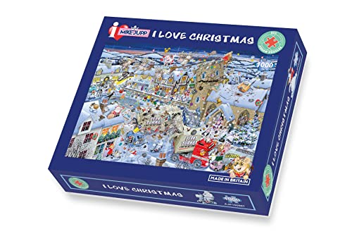 Mike Jupp Jigsaw Puzzles - I Love Christmas - 1000 Piece Jigsaw Puzzle For Adults | Made In Britain | 66cm X 50cm