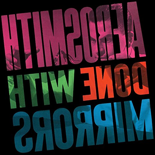 Aerosmith vinyl album cover with multicolored text on a black background.