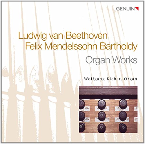 CD cover with beige background, organ pipes, and a close-up of organ keys.