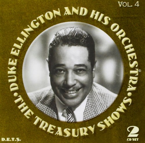 CD cover with black and white photo of Duke Ellington on brown background.