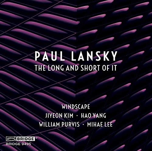 "CD album cover with purple abstract shapes and white text featuring Paul Lansky's name."