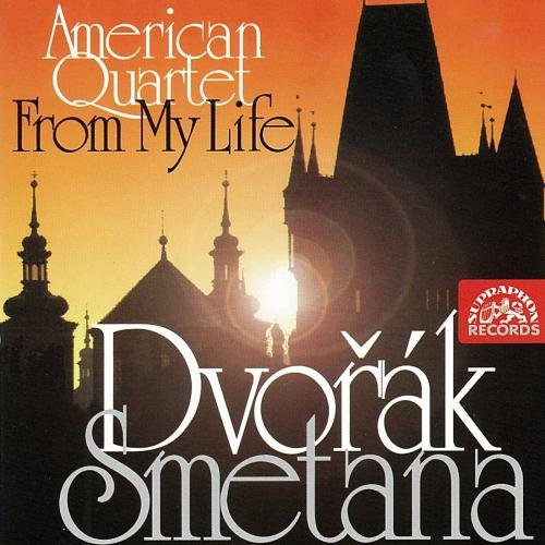 CD cover with silhouette of church and text "Dvorak Smetana" in white font.